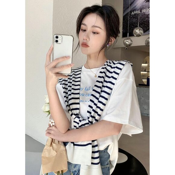 Women's Polyester Striped Shawl Wraps Scarf Cardigan Cape Casual Top - Picture 6 of 9